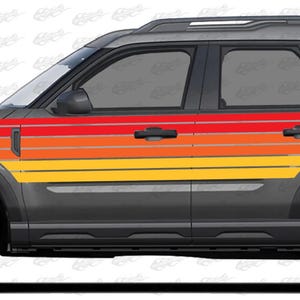 x2 Retro Sunsetter Blackout Side Graphic Vinyl Decals Fits Ford Bronco Sport 2021-2025