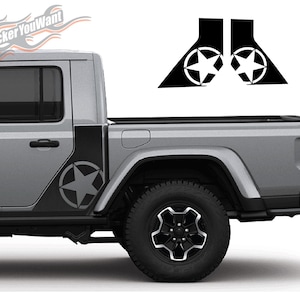 Willy&#39;s Star Rear Quarter Graphic Vinyl Decals Fits Jeep Gladiator JT 2020-2024