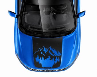 Vinilo adhesivo para capó con diseño de montañas negras, compatible con Jeep Compass 2017-2025.