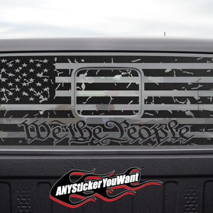 Distressed We The People American Flag Rear Window Vinyl Decal Fits Jeep Gladiator 2020-2025