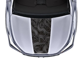Adhesivo de vinilo con diseño topográfico oscurecido para el capó, compatible con Subaru Ascent 2019-2025.