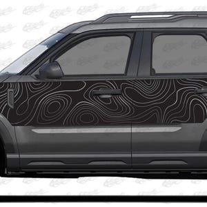 x2 Topographic Blackout Side Graphic Vinyl Decals Fits Ford Bronco Sport 2021-2025