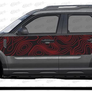 x2 2 Tone Topographic Blackout Side Graphic Vinyl Decals Fits Ford Bronco Sport 2021-2025