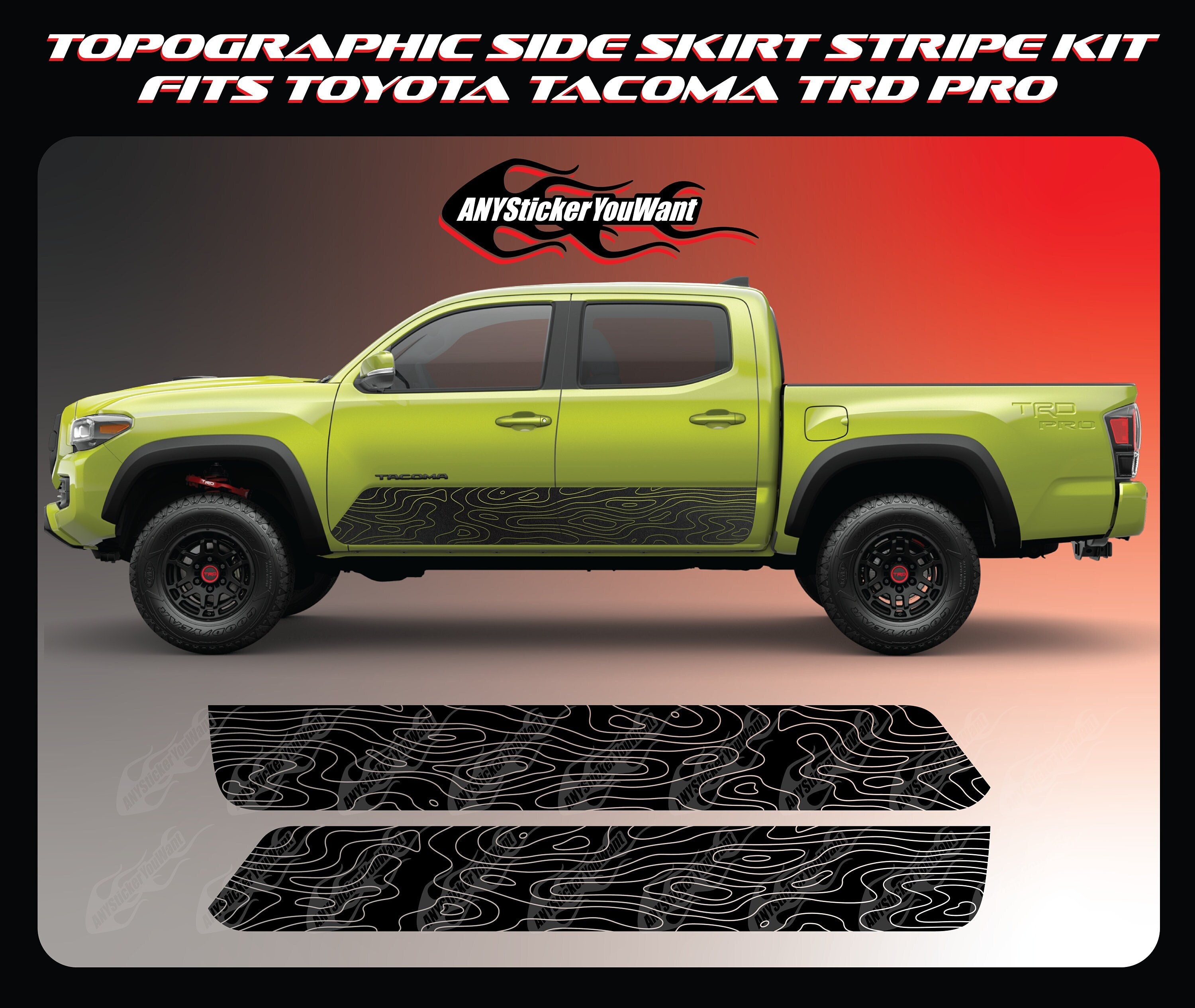 X2 Topographic Side Skirt Stripe Kit Vinyl Decals Fits Toyota