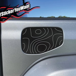 Topographic Blackout Gas Cap Fuel Door Vinyl Decal Fits Jeep Gladiator