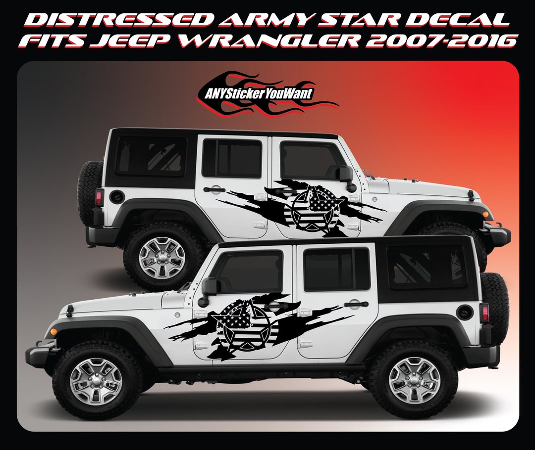 Distressed Army Star Side Graphic Decal Fits Jeep Wrangler JK - Etsy