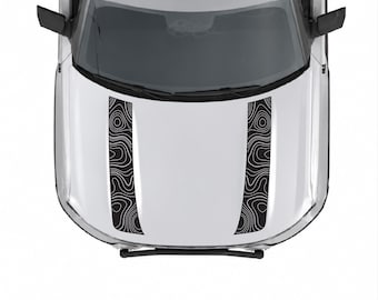 Pegatinas de vinilo con franjas topográficas para el capó, compatibles con Ford Bronco Sport 2021-2026.