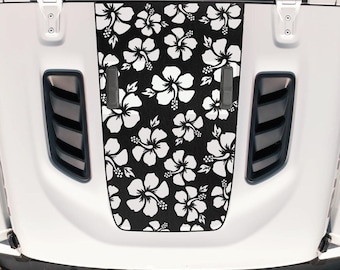 Pegatina de vinilo con diseño de flor de hibisco hawaiana para el capó, compatible con Jeep Wrangler JL/Jeep Gladiator JT Rubicon.