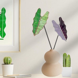 Stained Glass Alocasia Leaf Stem/Glass Elephant Ear Stem/Glass Flower/Glass Bouquet