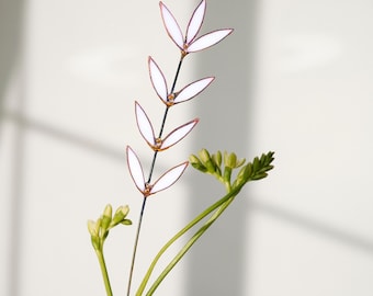 Handmade White Stained Glass Wildflower Stem: Everlasting Floral Decor