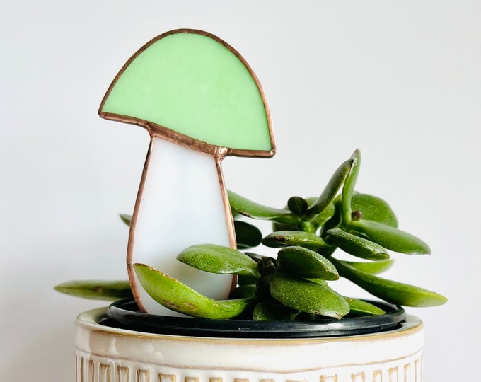 Mint Green Mushroom Plant Stake or Sun Catcher
