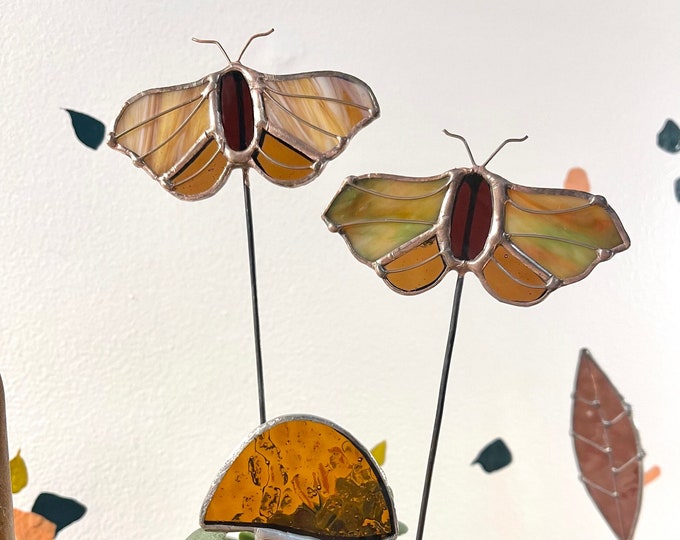 Stained Glass Moth Plant Stake