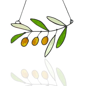 Glass Olive Branch Suncatcher//Spanish Olives//Holiday Decor//Olives