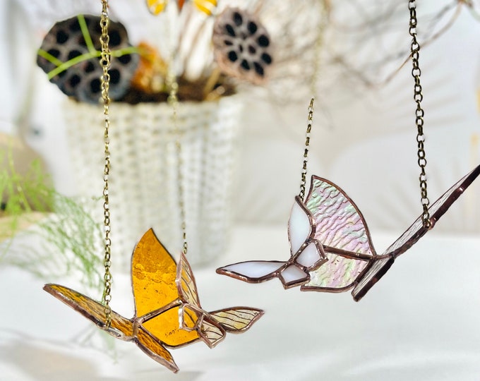 Glass Butterfly in Flight//Stained Glass Butterfly