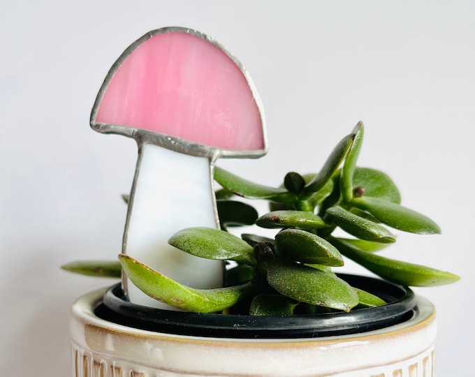 Pink Mushroom Plant Stake or Sun Catcher