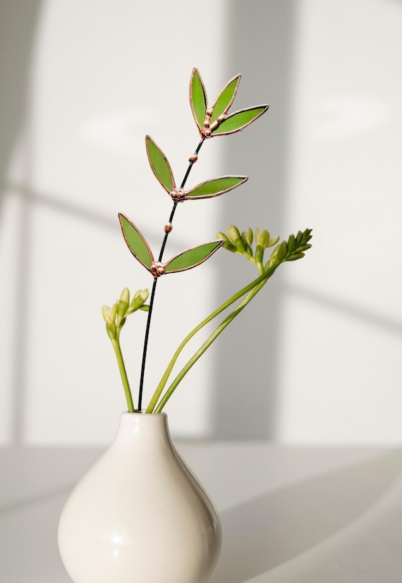 Olive Green Glass Wildflower