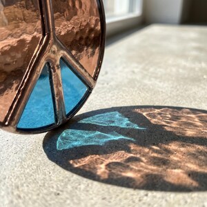 Stained Glass Peace Sign for Camper Window | Retro RV Decor | Handmade Peace Sign Suncatcher | Vintage Trailer Gift | Boho Window Hanging image 5