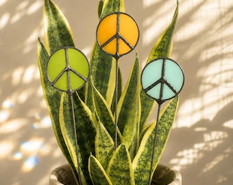 Handgemachter Glasputz-Peace-Zeichen Pflanzenstecker - Garten oder Pflanzengeschenk
