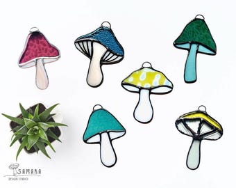 Mushroom Stained Glass Suncatchers