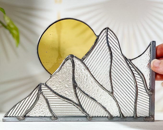 Stained Glass Mountain Scene