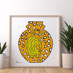 Jarrón de leopardo naranja: póster artístico en papel premium de archivo