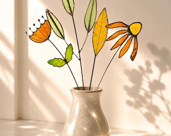 Handmade Stained Glass Flower Bouquet – Unique Wedding Décor, Lasting Keepsake Gift
