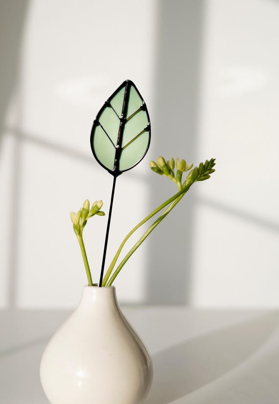 Glass Leaf Plant Stake
