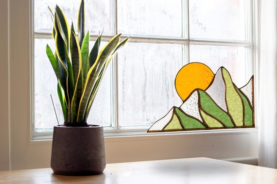 Stained Glass Summer Mountain Scape
