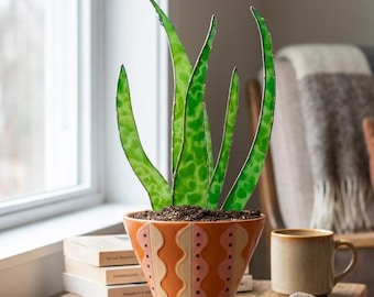 Handgemachter Glasmalerei-Aloe-Pflanzendekor, fünf Stiele, Geschenk für Pflanzenliebhaber