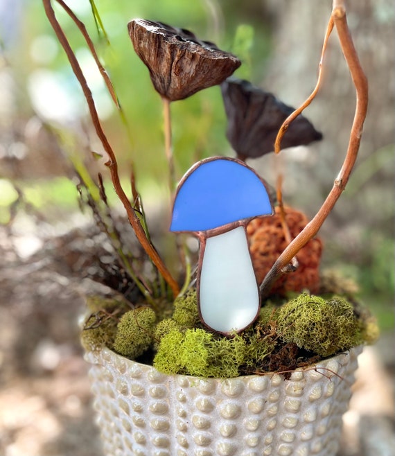 Periwinkle Mushroom Plant Stake or Sun Catcher