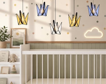 Kranich-Mobile oder Sonnenfänger aus Buntglas | Kinderzimmerdeko | Hängende Dekoration fürs Spielzimmer