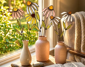 Sonnenhut-Arrangement aus Buntglas | Geschenk zum Valentinstag oder Jahrestag