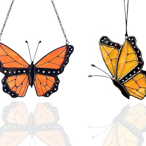 Stained Glass Monarch Butterfly Suncatcher//Ornage Butterfly//Gift for Nature Lover