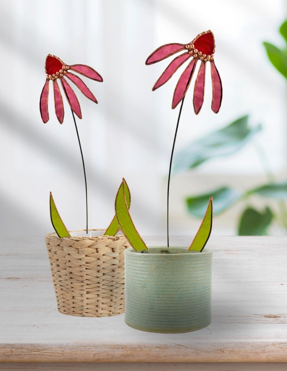 Stained Glass Dusty Rose Coneflower Stem