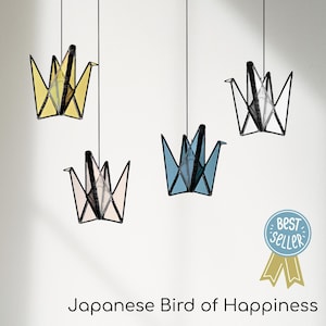 Stained Glass Origami Crane Suncatcher: Hope & Peace Symbol