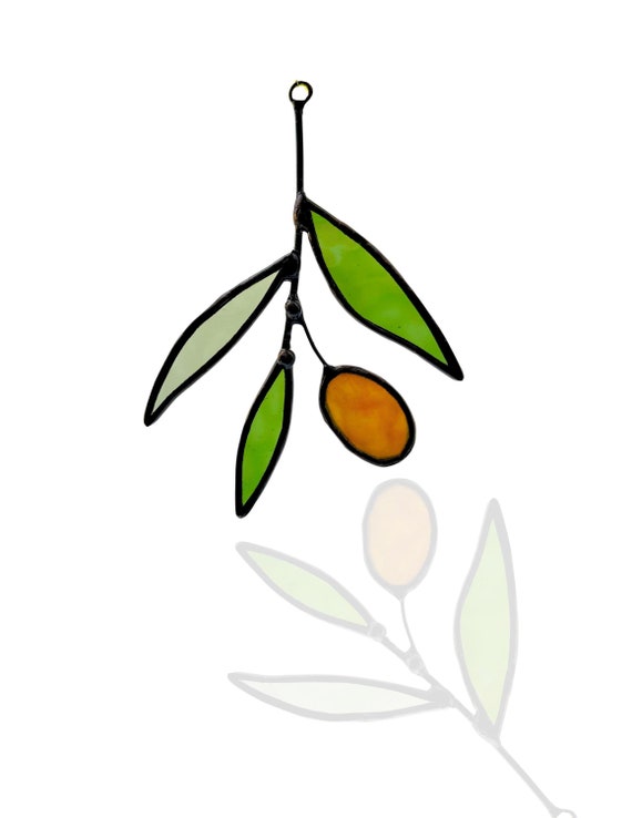 Mini Glass Olive Branch Suncatcher