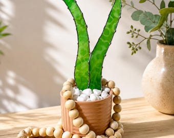 Handmade Stained Glass Aloe Vera Plant | Plant Lover Gift