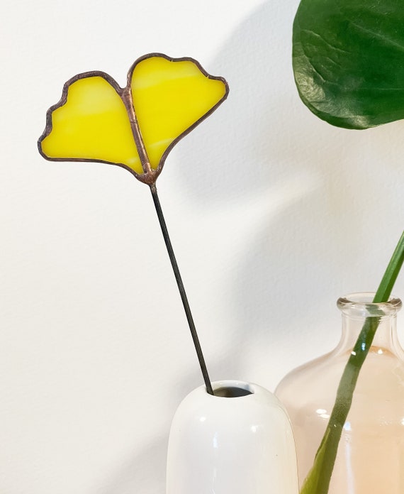 Glass Yellow Ginkgo Leaf