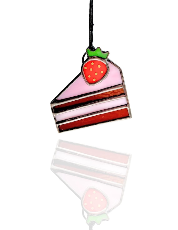 Strawberry Cake Glass Ornament