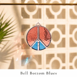 Stained Glass Peace Sign for Camper Window | Retro RV Decor | Handmade Peace Sign Suncatcher | Vintage Trailer Gift | Boho Window Hanging image 6