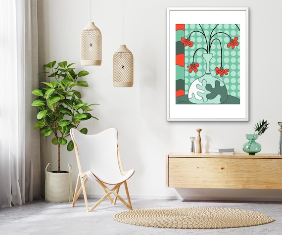 Red Poppy Vase Print