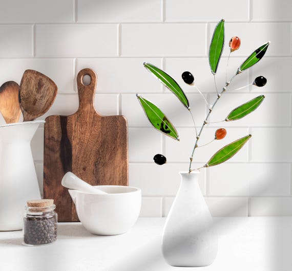 Glass Olive Branch Stem