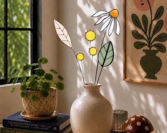 Curated Stained Glass Wildflower Arrangement | Handmade Glass Flowers | Forever Bouquet | Gardener Gift