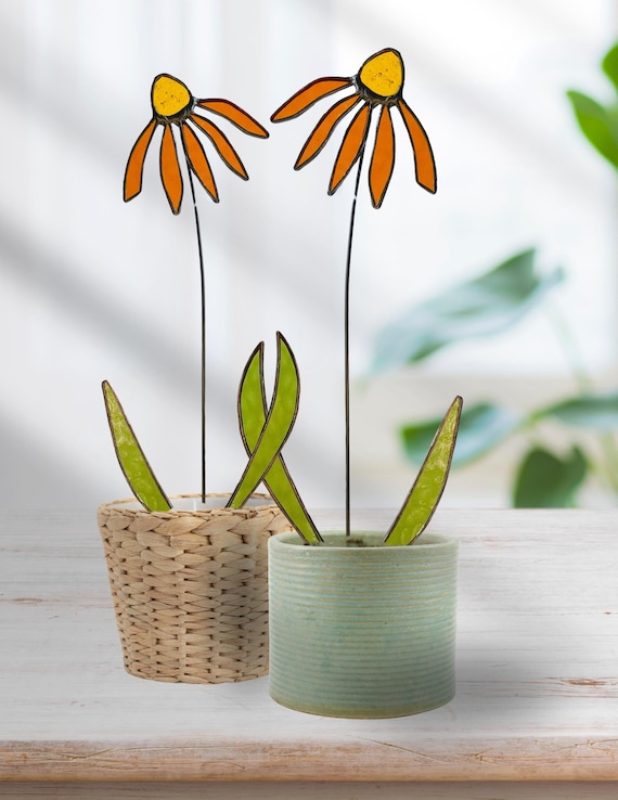 Stained Glass Dark Amber Coneflower Stem