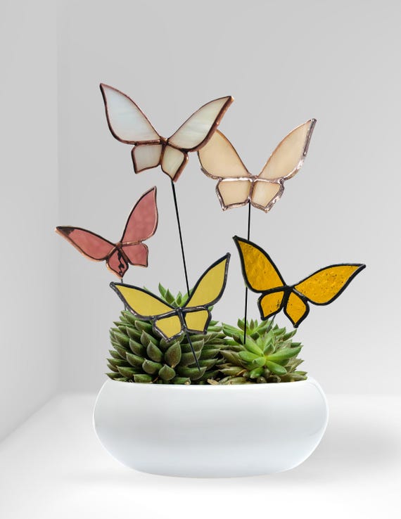 Stained Glass Butterfly Plant Stake