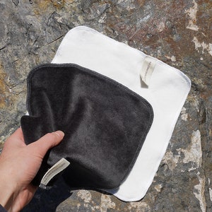 Organic Velour Washcloth Set | Black & White Washcloth Set | Sustainable Washcloth | Face Cloth | Soap Cloth | Cotton + Bamboo Cloth