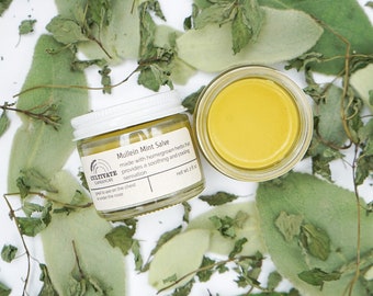 Mullein Mint Salve | Non-Toxic Vapor Rub | Chest Rub | Menthol Aroma | Eucalyptus | Peppermint | Mullein Leaves | Herbal Infused Oil | Salve