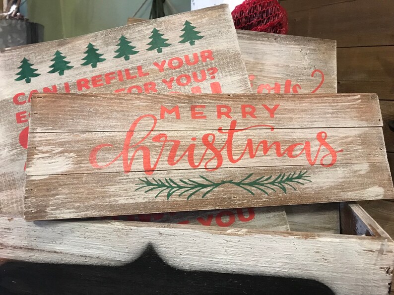 Rustic Merry Christmas Signs Christmas Home Decor Farmhouse Style Christmas Decor