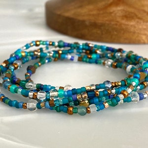 Glass bead wrap bracelet, Surf&#39;s Up mix wrap bracelet, Beach wrap bracelet