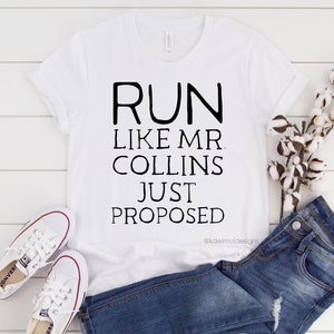 Run Like Mr. Collins Just Proposed short-sleeve t-shirt, Pride and Prejudice shirt, Jane Austen tshirt, Literature Lover, Book Lover, Gift